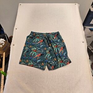 Culprit  Mens Swim Trunks Green Octopus Diver Graphic Print Size Medium